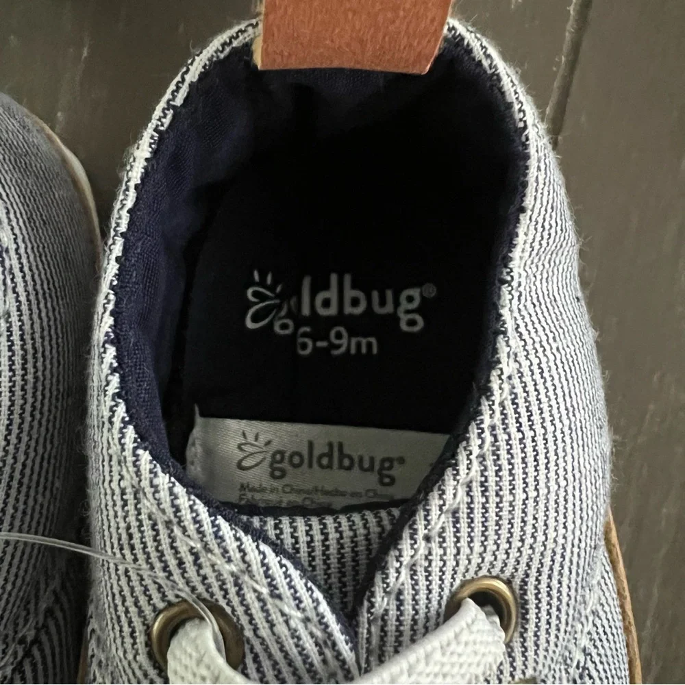 GOLDBUG 6-9month Boys Striped Boat Shoes NWT